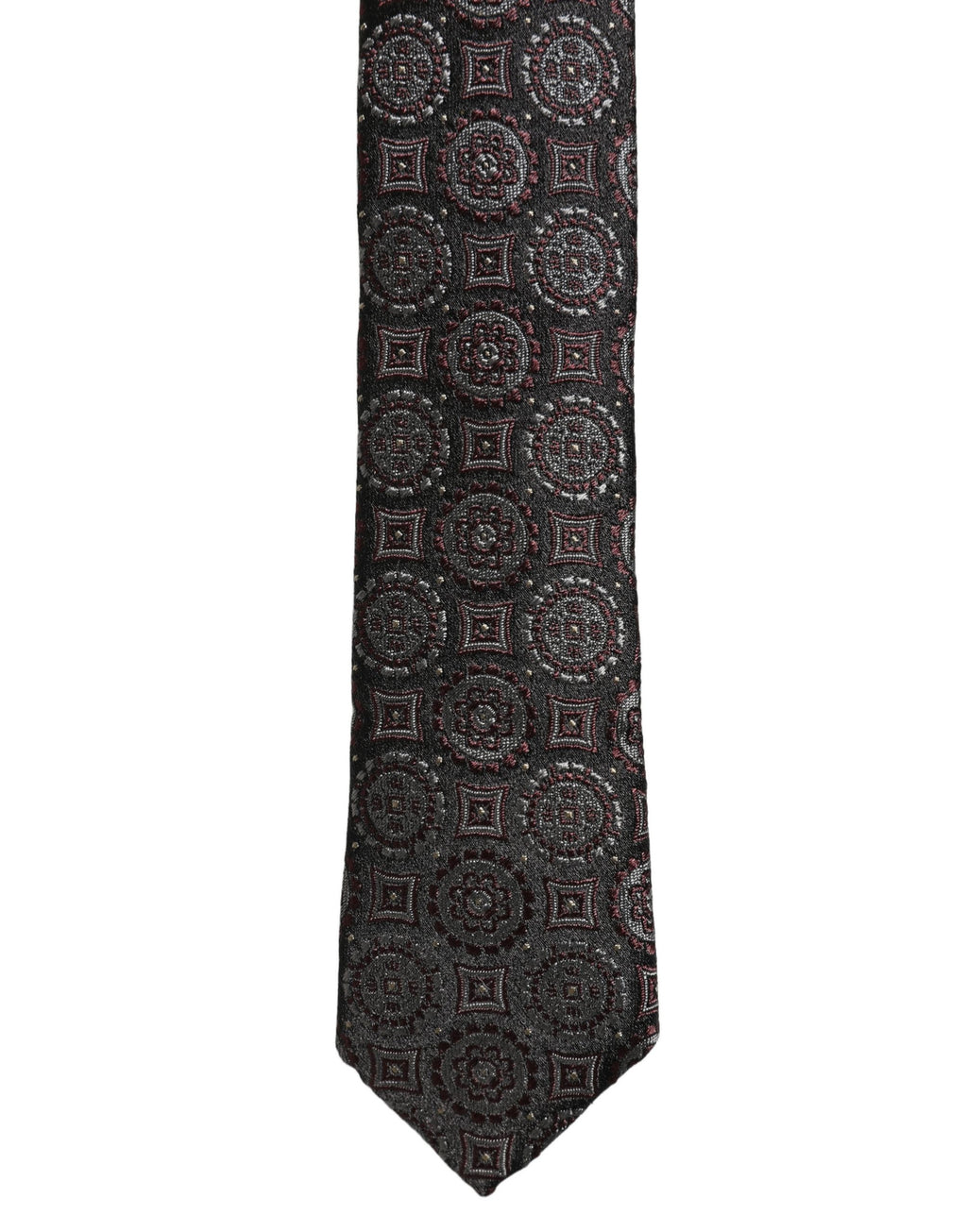 Dolce & Gabbana Dark Purple Geometric Adjustable Necktie Accessory Tie