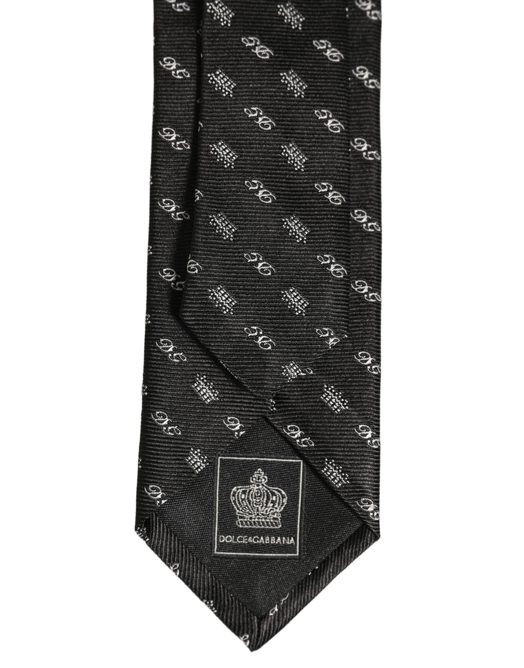Dolce & Gabbana Black White DG Crown Adjustable Men Necktie Accessory Tie