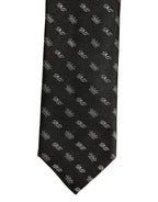 Dolce & Gabbana Black White DG Crown Adjustable Men Necktie Accessory Tie