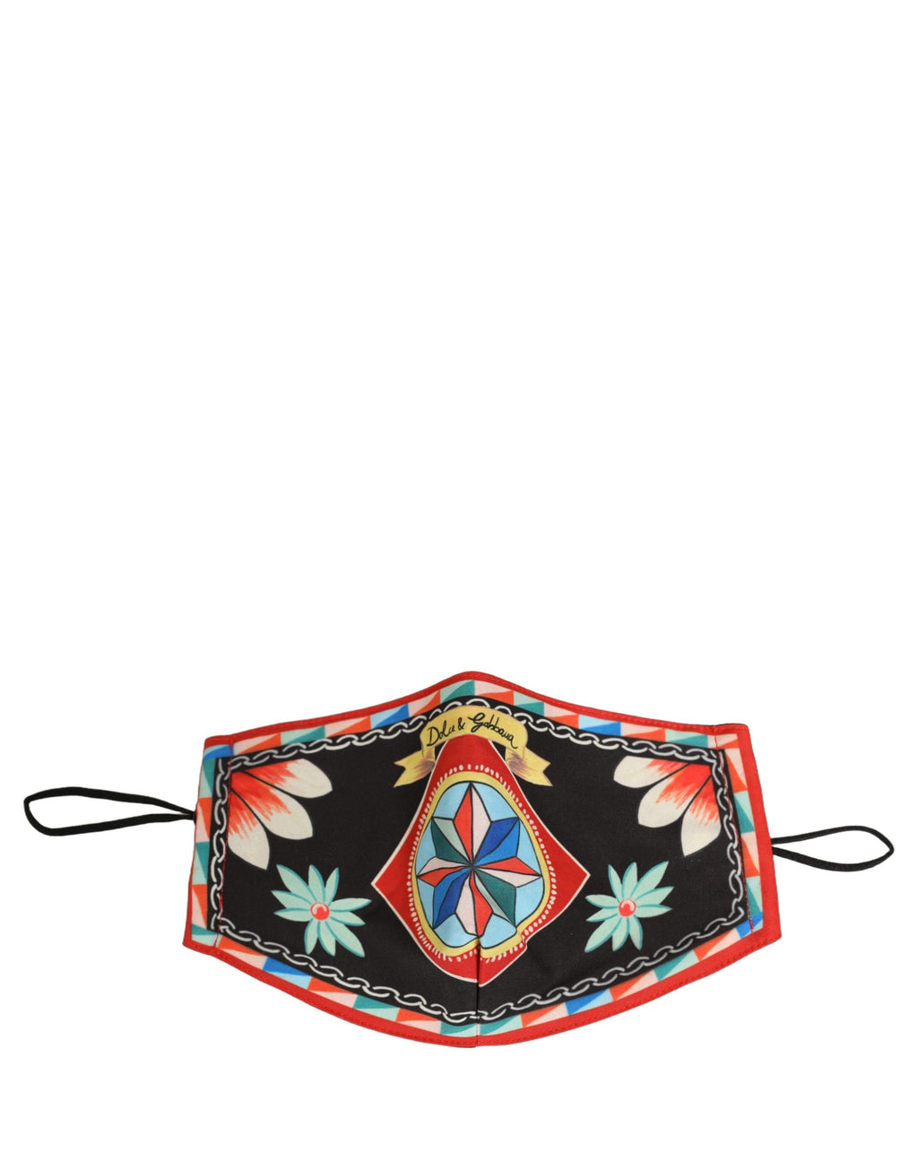 Dolce & Gabbana Men Black Carretto Print Elastic Ear Strap Face Mask