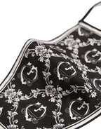 Dolce & Gabbana Black White Logo Baroque Elastic Ear Strap Face Mask