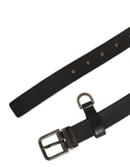 Dolce & Gabbana Black Leather Antique Finish Buckle Belt