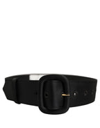 Dolce & Gabbana Black Wide Fabric Oval Buckle Cintura Belt