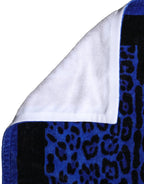 Dolce & Gabbana Royal Blue Leopard DG Logo 100% Cotton Beach Towel