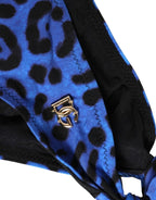 Dolce & Gabbana Blue Leopard Print Bikini Bottom Beachwear Swimwear