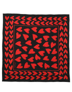 Dolce & Gabbana Black Red Silk Hearts Square Foulard Scarf