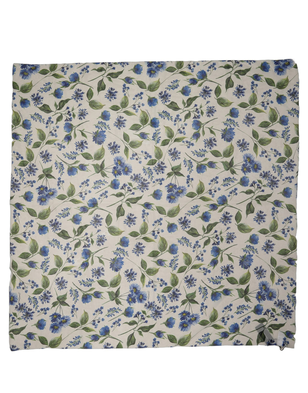 Dolce & Gabbana White Blue Floral Square Foulard Scarf