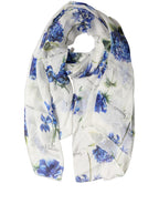 Dolce & Gabbana White Silk Floral Chiffon Long Stole Scarf