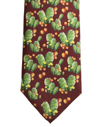 Dolce & Gabbana Maroon Silk Cactus Floral Adjustable Tied Men Necktie Tie