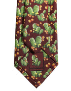 Dolce & Gabbana Maroon Silk Cactus Floral Adjustable Tied Men Necktie Tie