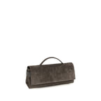 Brunello Cucinelli Brown Suede Leather Clutch Bag
