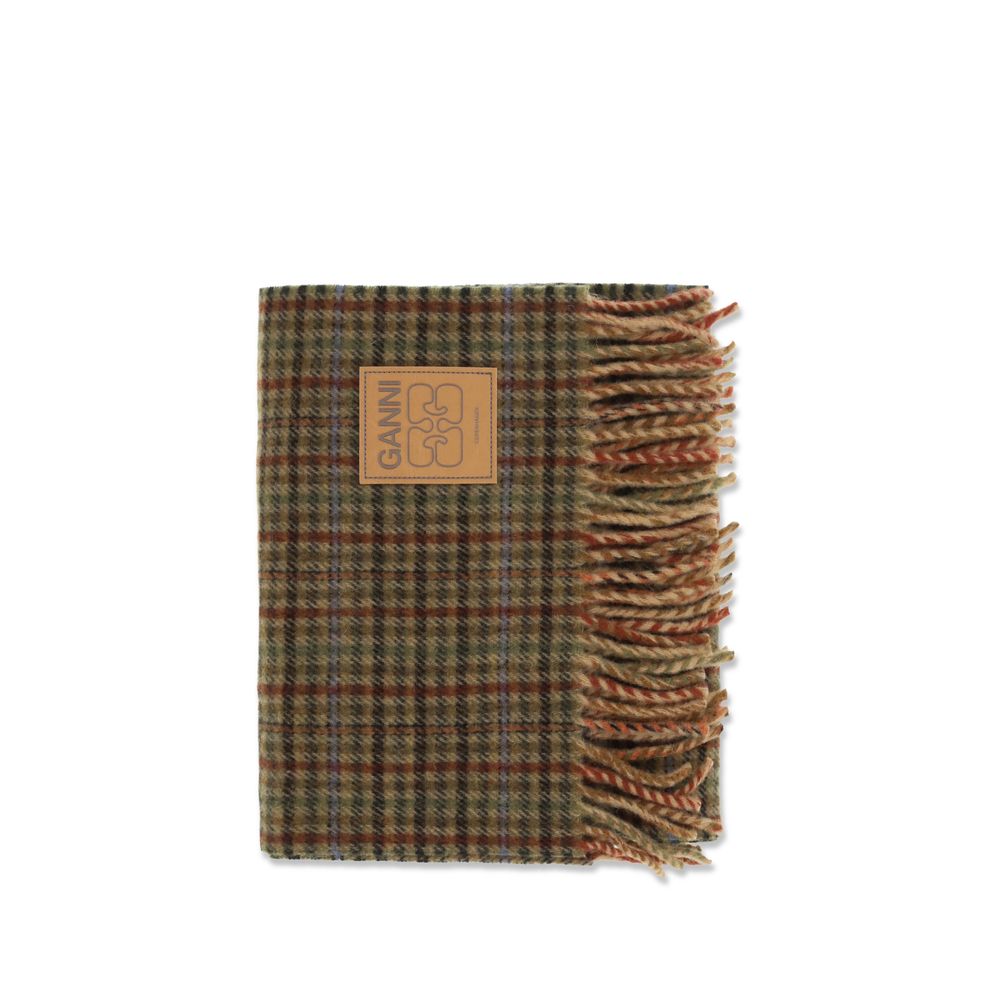 Ganni Brown Wool Oves Aries Scarf