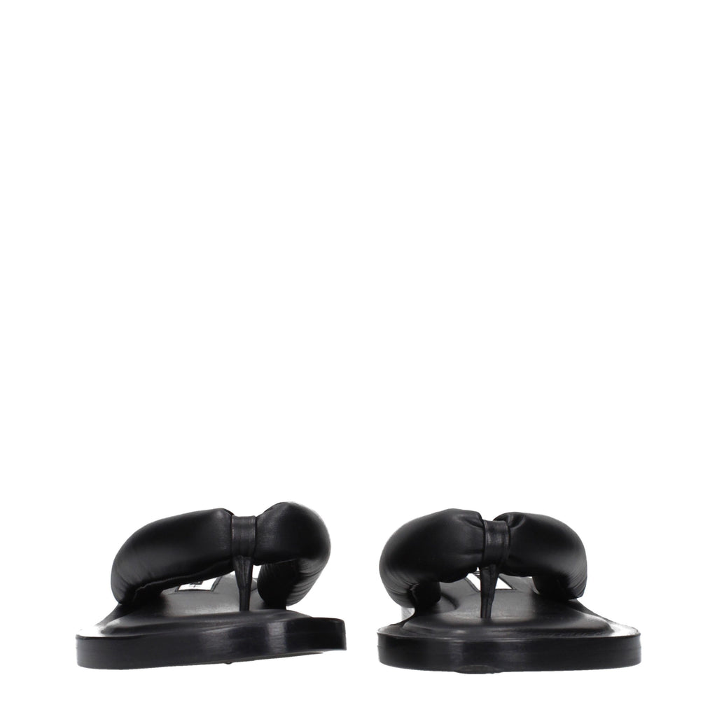 Jil Sander Black Leather Flip-Flop Sandals