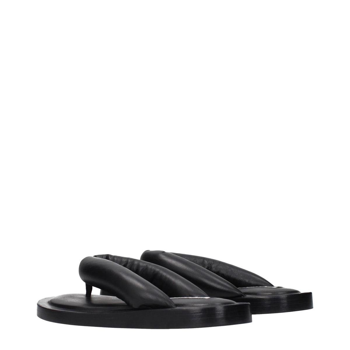 Jil Sander Black Leather Flip-Flop Sandals