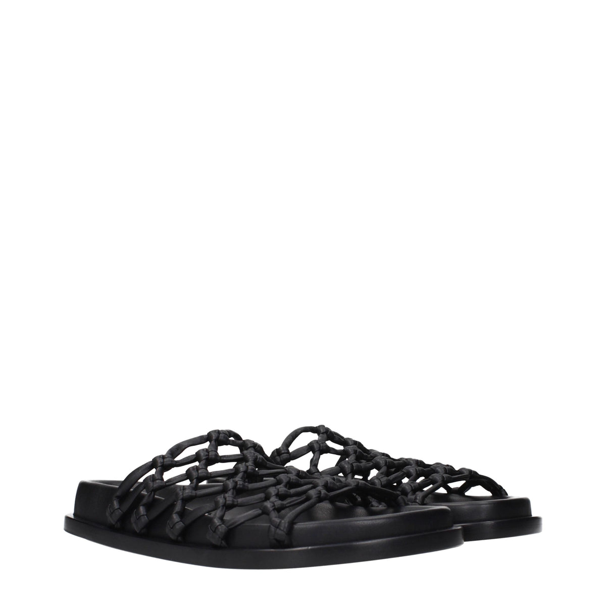 Jil Sander Black Leather Slippers