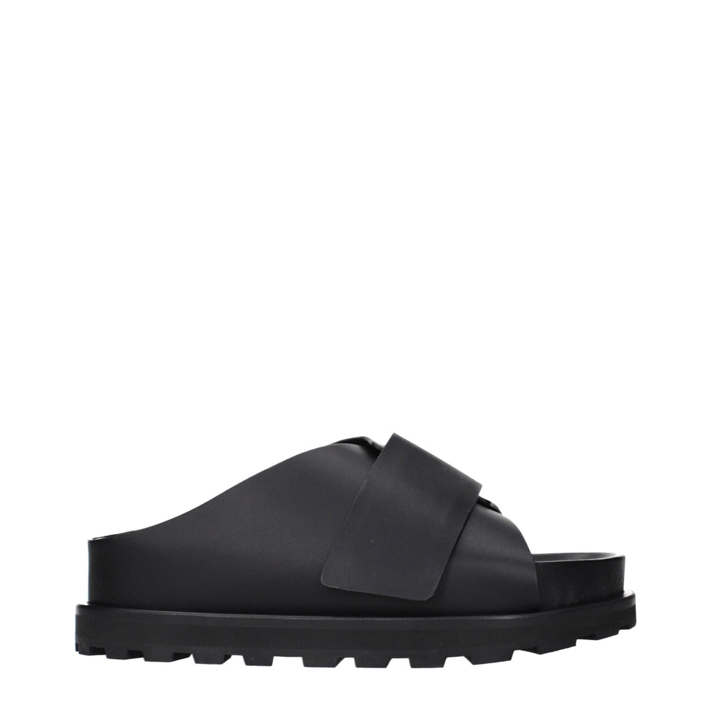 Jil Sander Black Leather Slippers