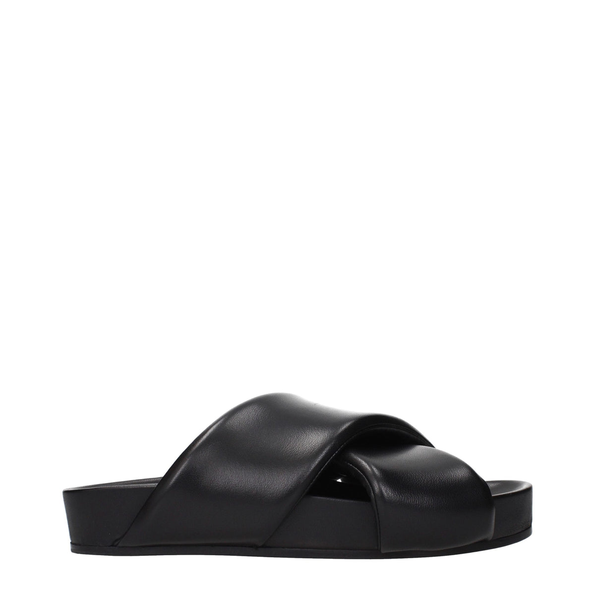 Jil Sander Black Leather Slippers