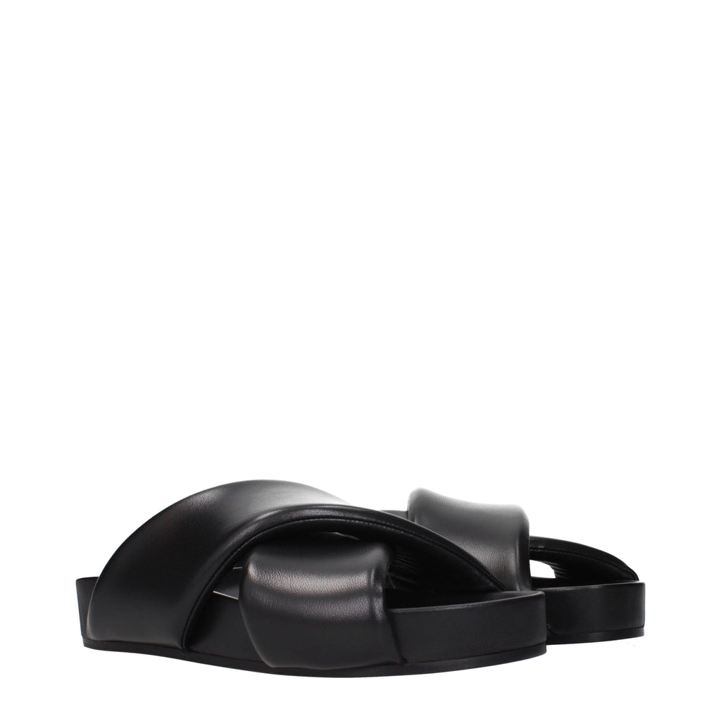Jil Sander Black Leather Slippers