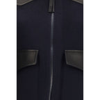 P.A.R.O.S.H. Blue Wool Oves Aries Leather Jacket