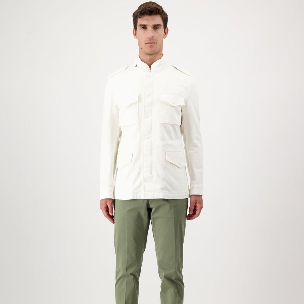Autore White Cotton Full-Length Jacket