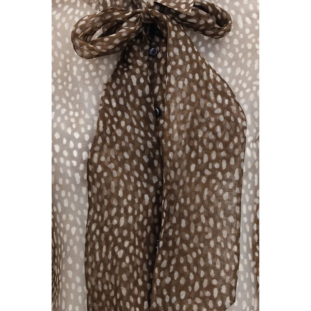 Brunello Cucinelli Brown Silk Pattern Shirt