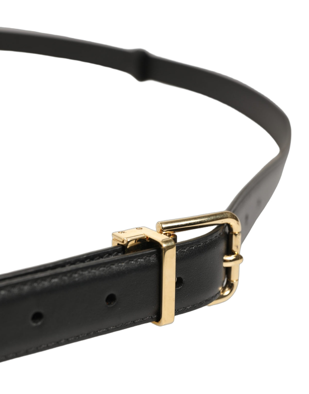 Dolce & Gabbana Black Leather Double Wrap Metal Buckle Belt