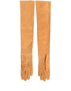 Dolce & Gabbana Tan Genuine Leather Suede Elbow Length Gloves