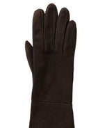 Dolce & Gabbana Brown Genuine Leather Suede Elbow Length Gloves
