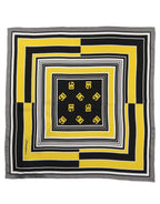 Dolce & Gabbana Black Yellow Silk Logo Square Foulard Scarf