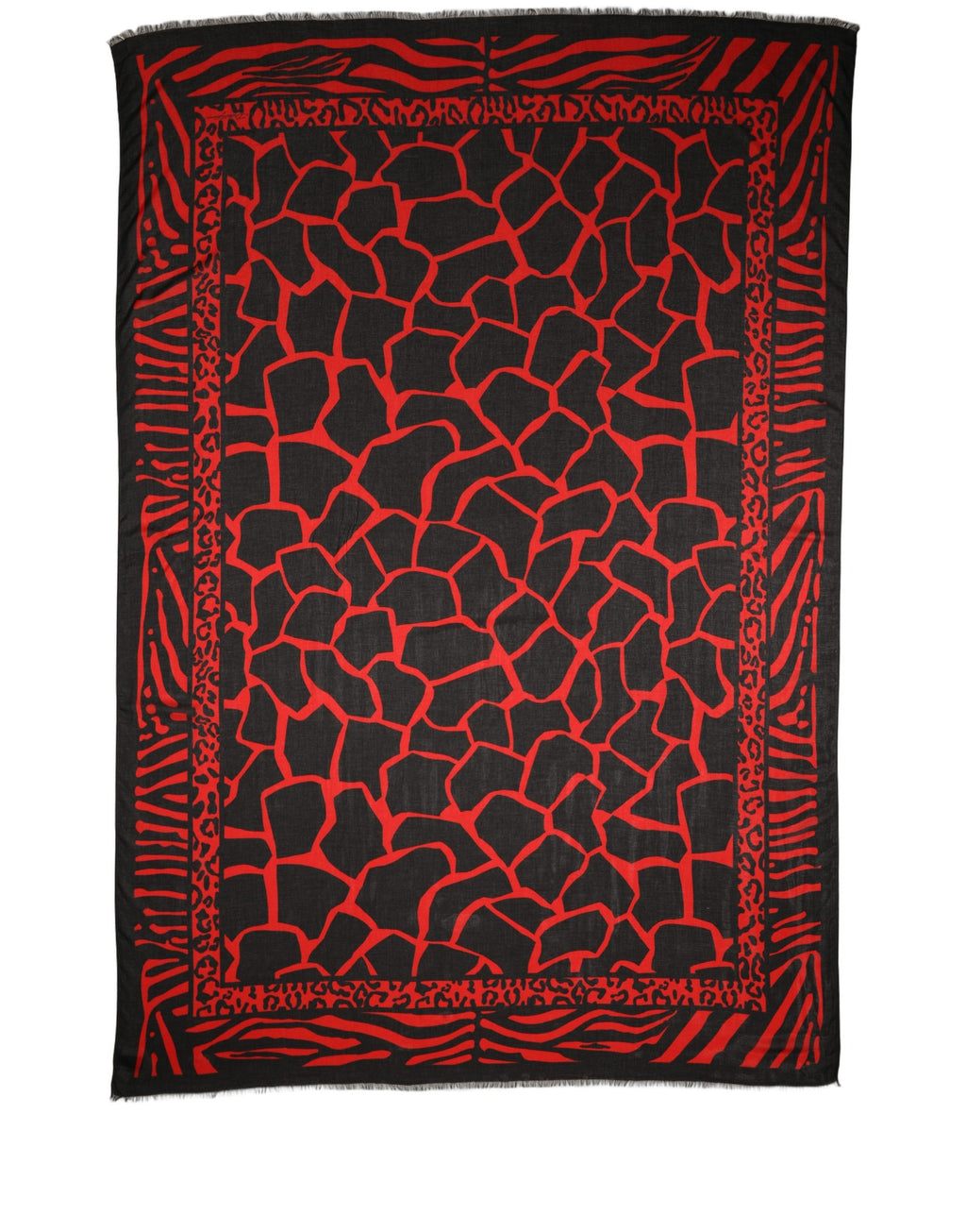Dolce & Gabbana Black Red Printed Modal Neck Shawl Scarf