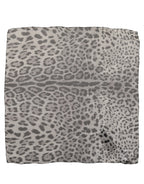 Dolce & Gabbana Gray Leopard Print Silk Square Foulard Scarf