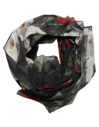 Dolce & Gabbana Black Floral Print Cotton Shawl Stole Scarf