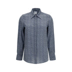 Sara Roka Blue Silk Pattern Shirt