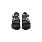 Cult Black Leather Platform Sandals