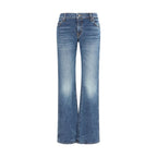 Khaite Blue Cotton Bootcut Jeans