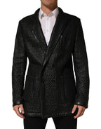 Dolce & Gabbana Black Lamb Leather Double Breasted Jacket
