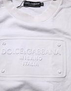 Dolce & Gabbana White Logo Embossed Cotton Sweatshirt Sweater