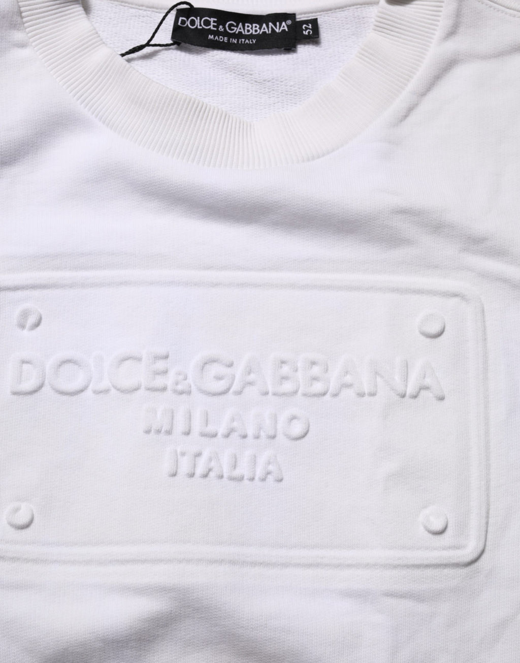 Dolce & Gabbana White Logo Embossed Cotton Sweatshirt Sweater
