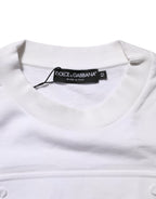 Dolce & Gabbana White Logo Embossed Cotton Sweatshirt Sweater