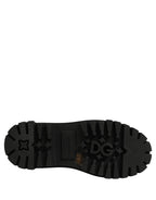 Dolce & Gabbana Black Calfskin Leather Trekking Derby Shoes