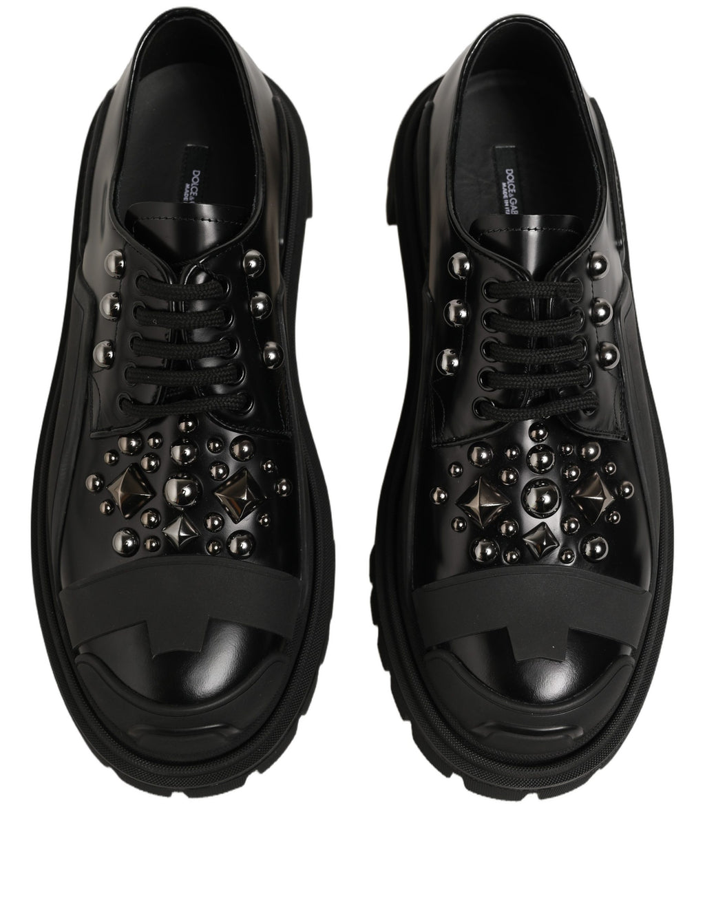 Dolce & Gabbana Black Calfskin Leather Trekking Derby Shoes