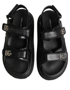Dolce & Gabbana Black DG Logo Sandals Flats Slippers Shoes