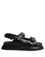 Dolce & Gabbana Black DG Logo Sandals Flats Slippers Shoes