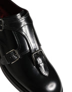 Dolce & Gabbana Black Leather Monk Strap Formal Dress Shoes