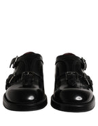 Dolce & Gabbana Black Leather Monk Strap Formal Dress Shoes