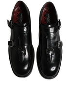 Dolce & Gabbana Black Leather Monk Strap Formal Dress Shoes