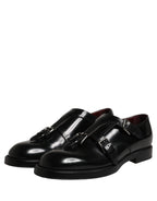 Dolce & Gabbana Black Leather Monk Strap Formal Dress Shoes