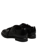 Dolce & Gabbana Black Leather Monk Strap Formal Dress Shoes