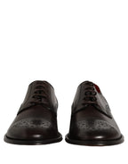 Dolce & Gabbana Maroon Calfskin Leather Derby Men Dress Shoes