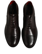 Dolce & Gabbana Maroon Calfskin Leather Derby Men Dress Shoes